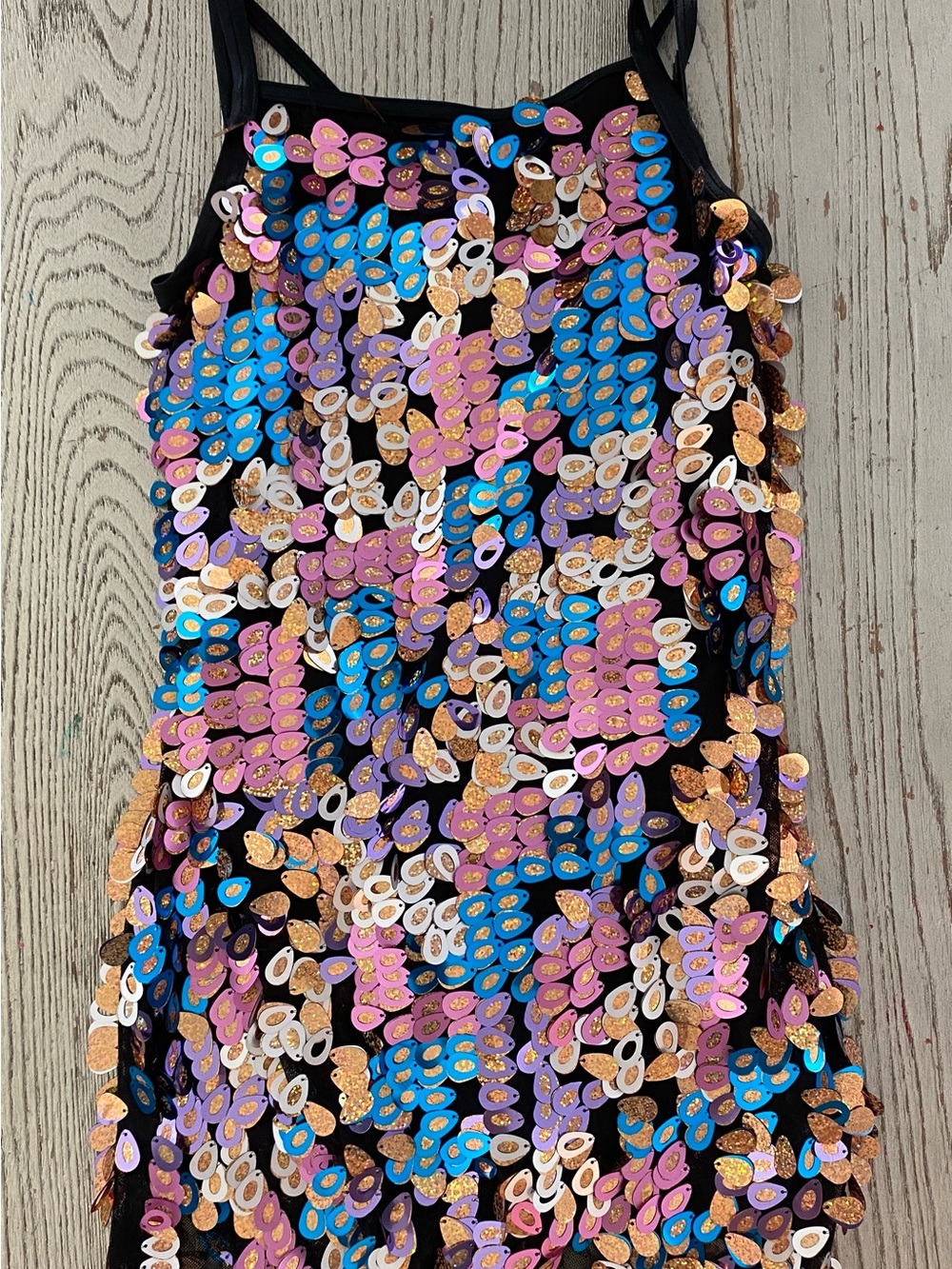 Revolution Kids Costume Dress with Blue Pink Gold Sequins on Black